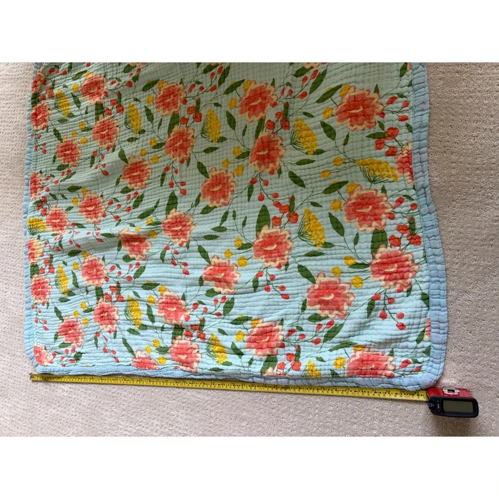 Ruby Roo Baby Quilt Kids One Size Blue Excellent Floral Muslin Bamboo Cotton